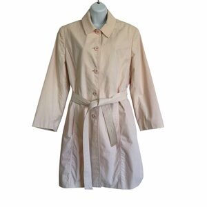 Vintage Juliana Collezione Cream Belted Trench Coat Medium Classic Lightweight